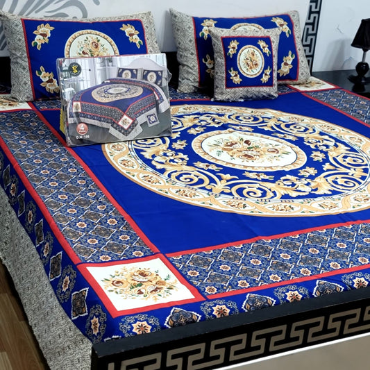 Designer Bed Sheet Set - 4pcs Panel Design 02