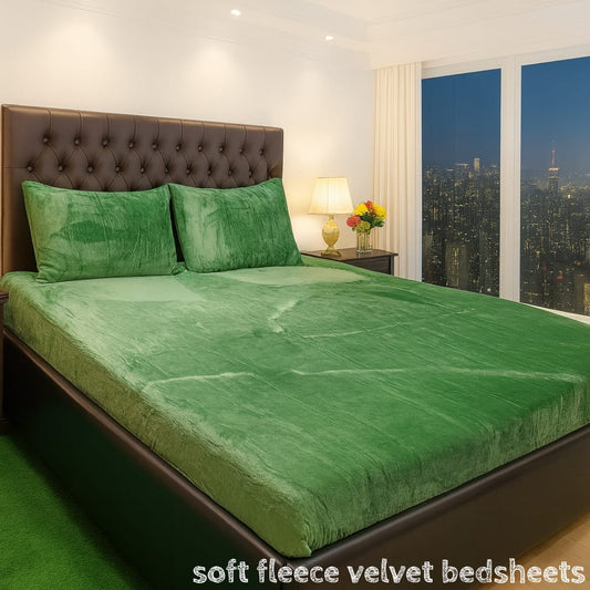 🌟3 Pcs Premium Soft Velvet Fleece King Bedsheet🌟