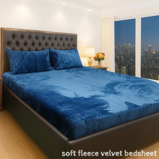 🌟3 Pcs Premium Soft Velvet Fleece King Bedsheet🌟