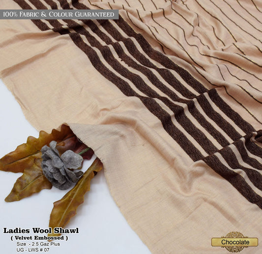Velvet Border Wool Shawl – Elegant Women’s Winter Wrap