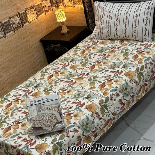 PURE COTTON SINGLE PAIR BEDSHEET 011
