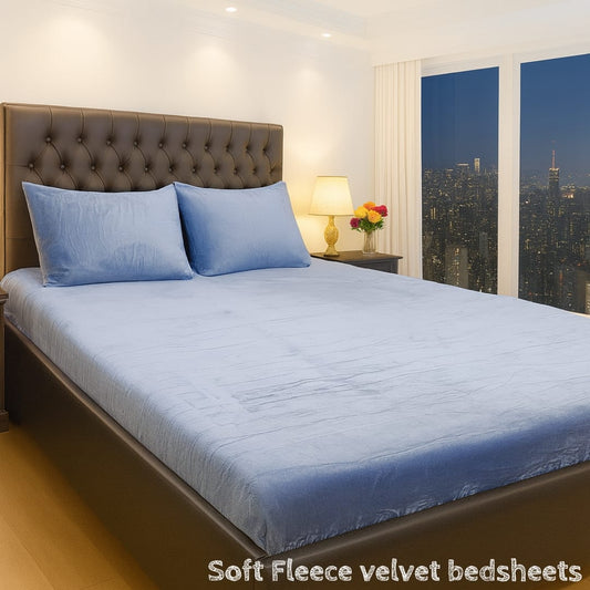 🌟3 Pcs Premium Soft Velvet Fleece King Bedsheet🌟
