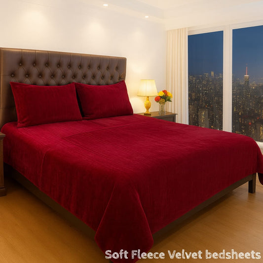 🌟3 Pcs Premium Soft Velvet Fleece King Bedsheet🌟