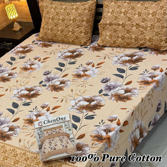 Soft Pure Cotton 3 Pcs King Bedsheet – Gift Pack Edition