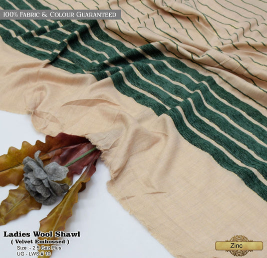 Velvet Border Wool Shawl – Elegant Women’s Winter Wrap