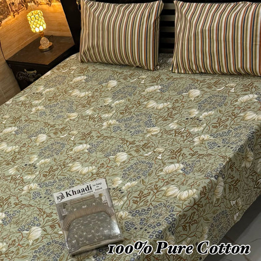 Soft Pure Cotton 3 Pcs King Bedsheet – Gift Pack Edition