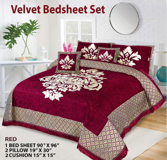 Relent Bridal Velvet Bed Sheet Set - 5pcs - RBB017