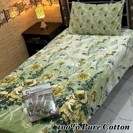 PURE COTTON SINGLE PAIR BEDSHEET 023