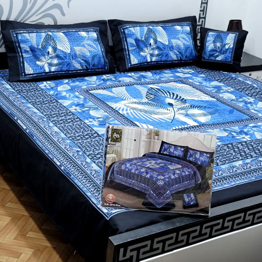 Designer Bed Sheet Set - 4pcs Panel Design 030