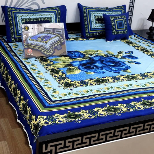 Designer Bed Sheet Set - 4pcs Panel Design 032
