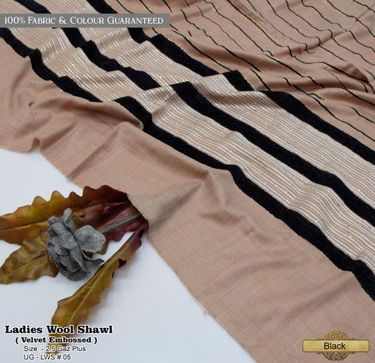 Velvet Border Wool Shawl – Elegant Women’s Winter Wrap
