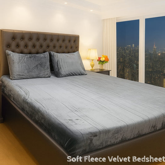 🌟3 Pcs Premium Soft Velvet Fleece King Bedsheet🌟