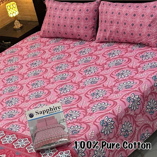 Soft Pure Cotton 3 Pcs King Bedsheet – Gift Pack Edition