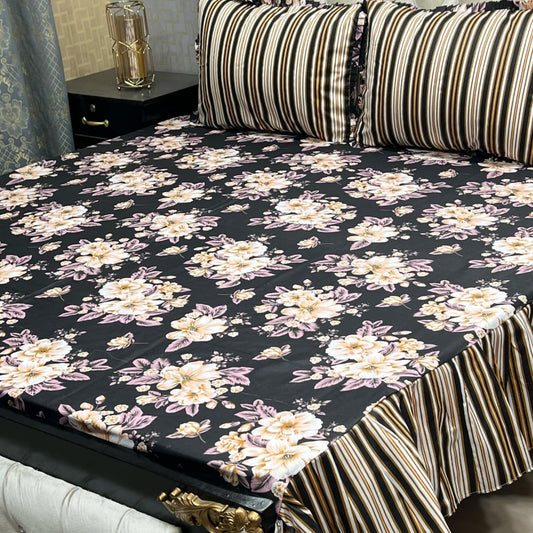 🛏️  3 Pcs Salonika Frill Bedsheet 🛏️ 018