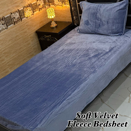 2 Pcs Soft Velvet Fleece Single Bedsheet Set – Warm & Cozy