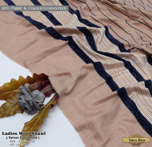 Velvet Border Wool Shawl – Elegant Women’s Winter Wrap
