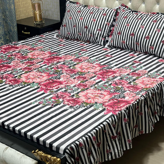 🛏️  3 Pcs Salonika Frill Bedsheet 🛏️ 03