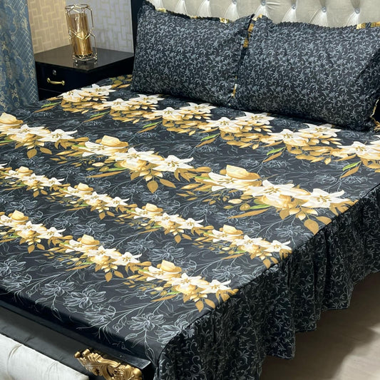 🛏️  3 Pcs Salonika Frill Bedsheet 🛏️ 04