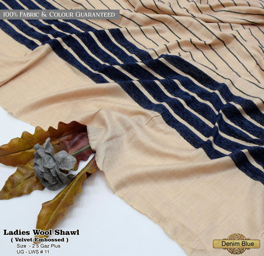 Velvet Border Wool Shawl – Elegant Women’s Winter Wrap