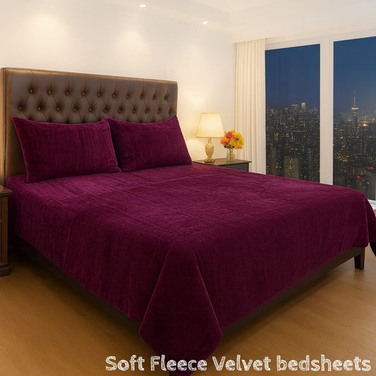 🌟3 Pcs Premium Soft Velvet Fleece King Bedsheet🌟
