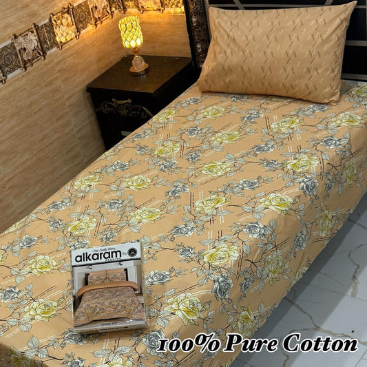 PURE COTTON SINGLE PAIR BEDSHEET 016