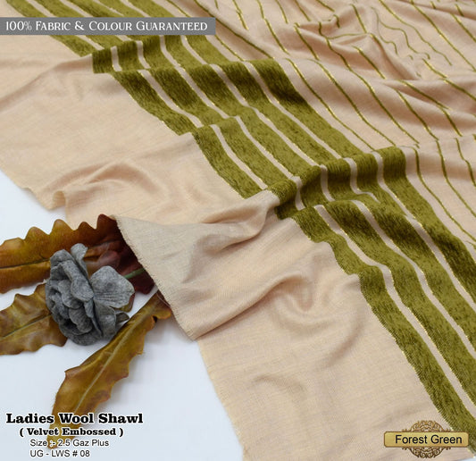 Velvet Border Wool Shawl – Elegant Women’s Winter Wrap