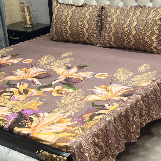 🛏️  3 Pcs Salonika Frill Bedsheet 🛏️ 014