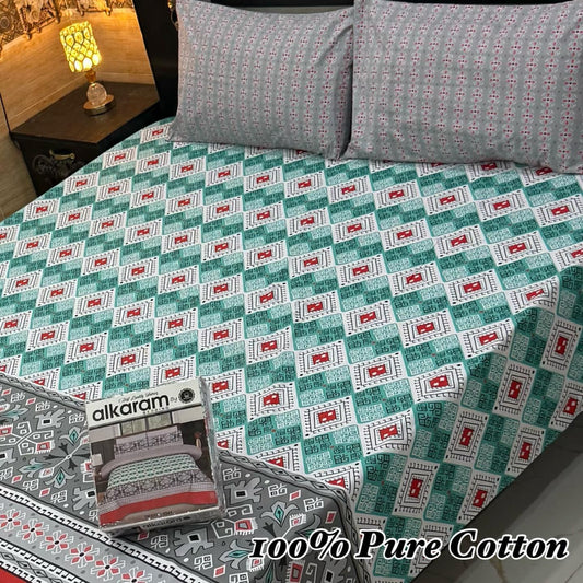 Soft Pure Cotton 3 Pcs King Bedsheet – Gift Pack Edition