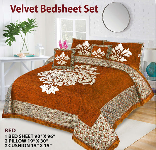 Relent Bridal Velvet Bed Sheet Set - 5pcs - RBB011