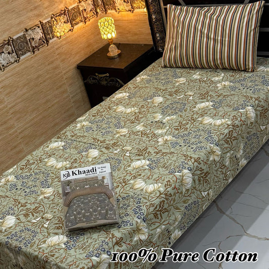 PURE COTTON SINGLE PAIR BEDSHEET 018