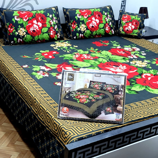 Designer Bed Sheet Set - 4pcs Panel Design