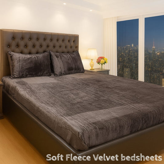 🌟3 Pcs Premium Soft Velvet Fleece King Bedsheet🌟