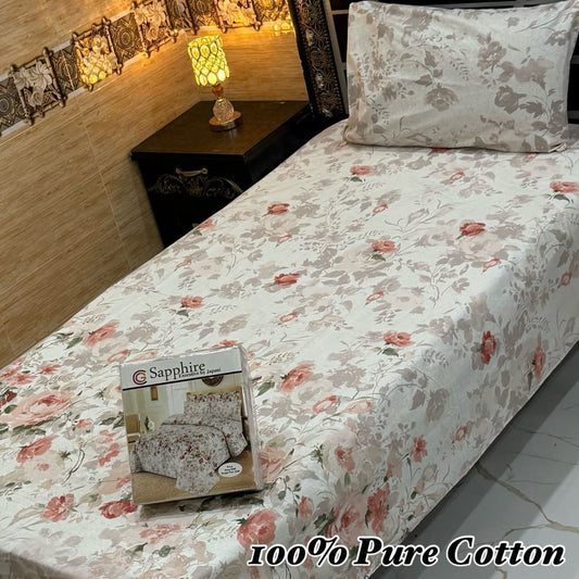 PURE COTTON SINGLE PAIR BEDSHEET 015