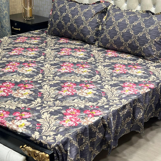 🛏️  3 Pcs Salonika Frill Bedsheet 🛏️ 07