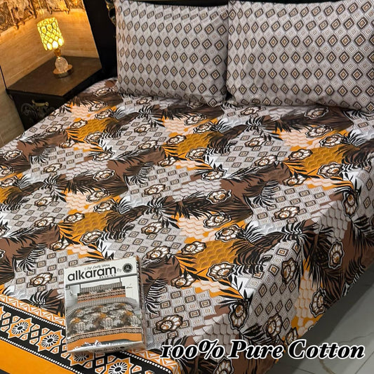 Soft Pure Cotton 3 Pcs King Bedsheet – Gift Pack Edition