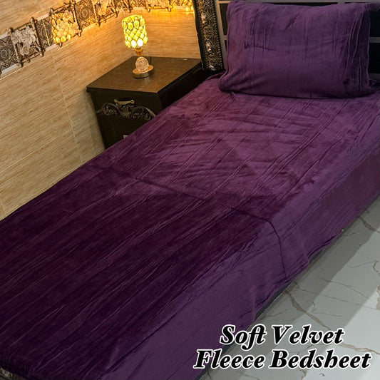 2 Pcs Soft Velvet Fleece Single Bedsheet Set – Warm & Cozy