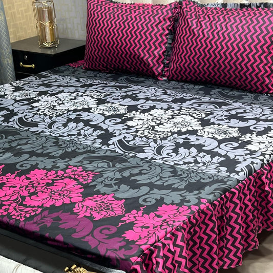 🛏️  3 Pcs Salonika Frill Bedsheet 🛏️ 011