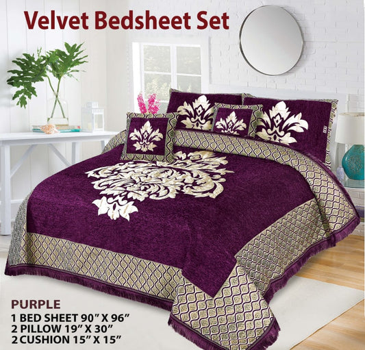 Relent Bridal Velvet Bed Sheet Set - 5pcs - RBB014