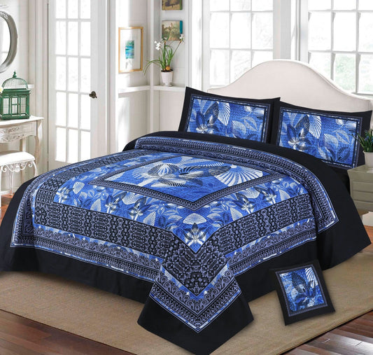 Designer Bed Sheet Set - 4pcs Panel Design 012