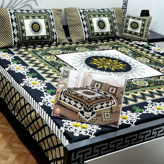 Designer Bed Sheet Set - 4pcs Panel Design 025
