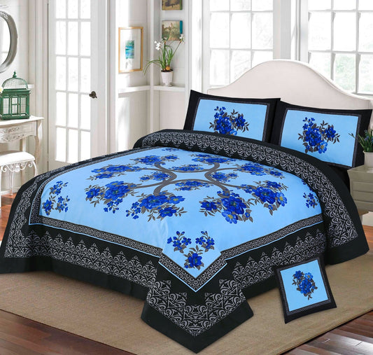 Designer Bed Sheet Set - 4pcs Panel Design 09
