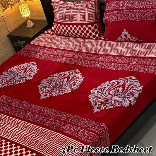 Cozy Winter Soft Fleece Bedsheets Set – 3 Pcs)023