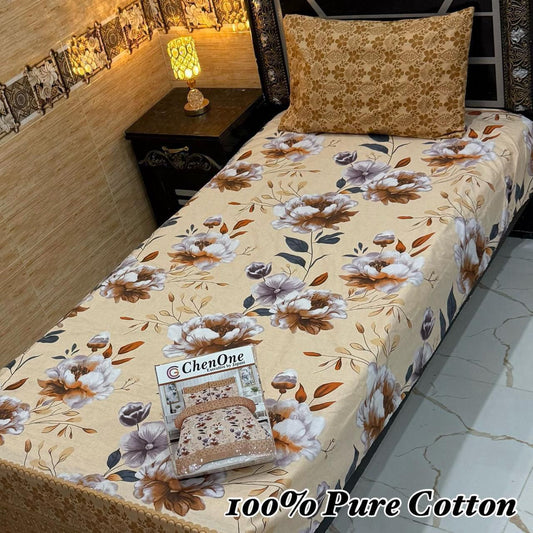 PURE COTTON SINGLE PAIR BEDSHEET 021