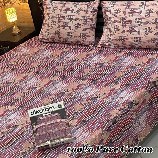 Soft Pure Cotton 3 Pcs King Bedsheet – Gift Pack Edition