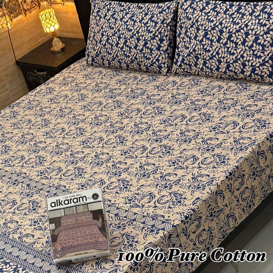 Soft Pure Cotton 3 Pcs King Bedsheet – Gift Pack Edition