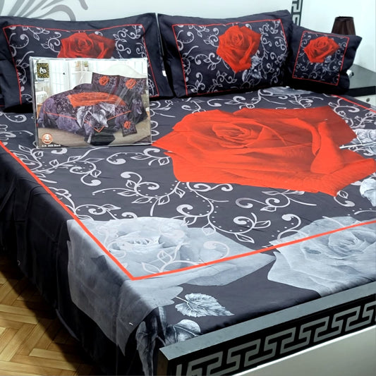 Designer Bed Sheet Set - 4pcs Panel Design 029