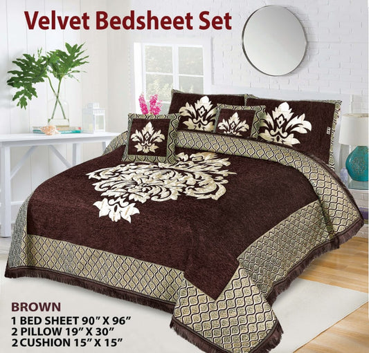 Relent Bridal Velvet Bed Sheet Set - 5pcs - RBB016