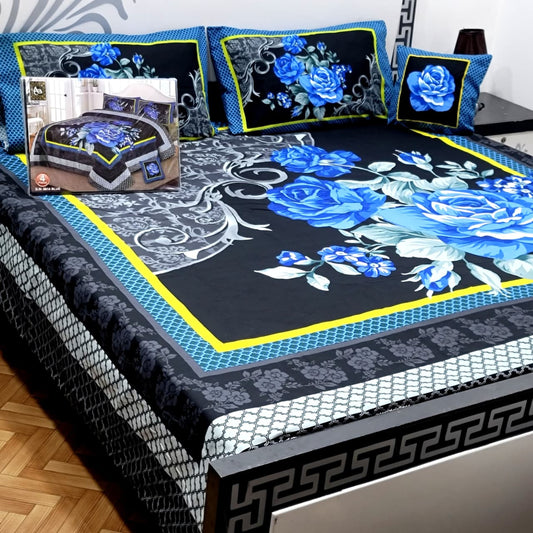 Designer Bed Sheet Set - 4pcs Panel Design 033