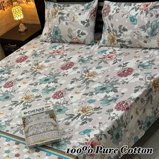 Soft Pure Cotton 3 Pcs King Bedsheet – Gift Pack Edition